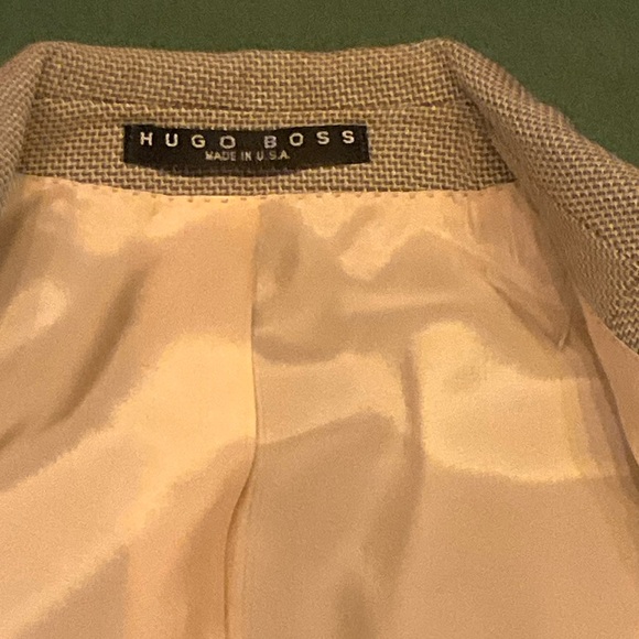 Hugo Boss Mens White Beige Textured Blazer Vintage 80s Made in Italy 48L - Picture 5 of 11